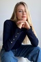 Soft Textured Knitwear Sweater with Button Detail on the Sleeves