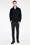 Men's Black Warm Standard Fit Regular Cut Bato Collar Double Fleto Pocket Sweatshirt Fleece - 2