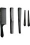 Pro 5-Piece Barber Comb Set, Heat-Resistant up to 240°C, Carbon Cutting Combs with Sectioning Clips, Anti-Static Hair Styling & Cutting Tools, Black