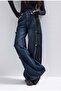 Women's Blue Straight Fit Suede Detailed Special Design Napoleon Denim Jeans
