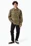 Men's Relaxed Fit Button-Down Linen Shirt Comfortable Cut Cotton Checkered Men's Snap Button Shirt Green - 4