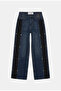 Women's Blue Straight Fit Suede Detailed Special Design Napoleon Denim Jeans - 6