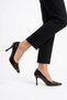 Jorlen Women's Stiletto Heeled Shoes with Heart Accessories, Crocodile Pattern, Metal Tip, Jorlen Stylish Design, Heel 7 cm