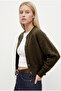 Women's Tilia Crop Khaki Soft Textured Cardigan - 4