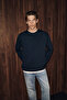 Nox men's navy blue t-shirt with contrast detail on collar and hem - 3