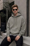 Men's Winter 3-Strand Fleece Hooded Oversize Sweatshirt with Kangaroo Pocket - Light Smoke - 7