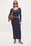 Women's Felix Corded Lace-Up Blouse Elastic Waist Skirt Indigo Bottom-Top Set