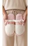 Women's Powder Leather Bow Detailed Plush House Slippers 3 cm Byndtmtf01 - 3