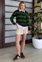 Striped Crew Neck Soft Textured Knit Sweater - 4