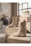 Siesta Beige Suede Luxury Silver Stone Detailed Orthopedic Sole Short Heeled Boots - 6