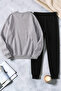 Unisex Heart Ribbon Printed Crew Neck Sweatshirt - 2-Piece Tracksuit Set - 2