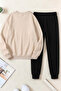 Unisex Cream Heart Printed Crew Neck Sweatshirt - 2-Piece Tracksuit Set - 2