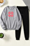 Unisex Yoncakalp Printed Crew Neck Sweatshirt - 2-Piece Tracksuit Set