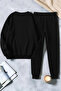 Unisex Ribbon Printed Crew Neck Sweatshirt - 2-Piece Tracksuit Set - 2