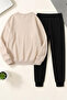 Unisex Yoncakalp Printed Crew Neck Sweatshirt - 2-Piece Tracksuit Set - 2