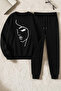 Unisex Silhouette Printed Crew Neck Sweatshirt - 2-Piece Tracksuit Set