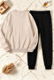 Unisex Silhouette Printed Crew Neck Sweatshirt - 2-Piece Tracksuit Set - 2