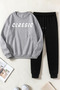 Unisex Classical Printed Crew Neck Sweatshirt - 2-Piece Tracksuit Set