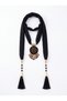 Black Fabric Detailed Tasseled Women's Necklace - 2
