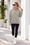 Women's Winter 3-Strand Fleece Hooded Oversize Sweatshirt with Cut-Out Pockets - Stone - 6