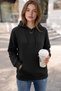 Women's Black Winter 3-Strand Fleece Hooded Oversize Sweatshirt with Kangaroo Pocket