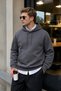 Men's Winter 3-Strand Fleece Hooded Oversize Sweatshirt with Cut-Out Pockets - Smoked