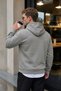 Men's Winter 3-Strand Fleece Hooded Oversize Sweatshirt with Cut-Out Pockets - Light Smoked - 4