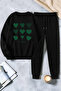 Unisex Ribbon Printed Crew Neck Sweatshirt - 2-Piece Tracksuit Set