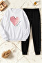 Unisex Kalp Printed Crew Neck Sweatshirt - 2-Piece Tracksuit Set
