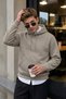Men's Winter 3-Strand Fleece Hooded Oversize Sweatshirt with Cut-Out Pockets - Stone - 2