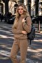 Women's 3-Thread Kangaroo Pocket Hooded Cotton Puff Soft Tracksuit Set - Original Quality - 5