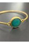 Turquoise Natural Stone Detailed Gold Color Women's Bracelet - 2