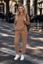 Women's 3-Thread Kangaroo Pocket Hooded Cotton Puff Soft Tracksuit Set - Original Quality - 7