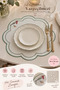 6 Pieces Love Birds Model Double Row Embroidered Green American Service Tablecloth Set - 4