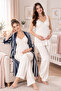 Maternity Striped Pajama Set with Adjustable Waist Effortt - 2