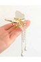 Gold Hair Clip with Butterfly Figure and Pearl Pendant - Stylish and Elegant Winged Hair Clip for Women - 3