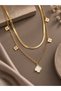 316L Steel Gold Color 2-Piece Italian Chain Model White Clover Figure Women's Necklace