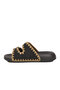 Black Adjustable Double-Strapped Patterned Comfortable Sole Women's Slippers 7506
