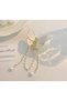 Gold Hair Clip with Butterfly Figure and Pearl Pendant - Stylish and Elegant Winged Hair Clip for Women - 7