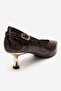 Archel Brown Patterned Women's Low Heel Shoes - 7