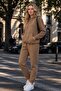 Women's 3-Thread Kangaroo Pocket Hooded Cotton Puff Soft Tracksuit Set - Original Quality