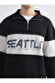 Rmz Gi̇yi̇m Farkiyla Dik Roba Collar Color Block Men's Sweatshirt - 3