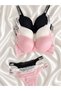 Women's lace stone underwire support padded push-up bra set lingerie set triple set