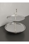 Luxurious 2-Tier Stainless Steel Cookie Stand with Stand Legs, Decorative Presentation Tray, Multi-Tier Serving Tray, Cookie Holder, Candy Tray - 6