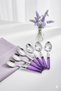 Set of 6 Stainless Steel Purple Dessert Spoons - 3