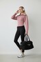 Dusty Rose Corset Stitched Wide Collar Zippered Scuba Jacket Cardigan - 2