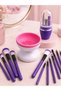 3-Piece Beauty and Care Set, 12-Piece Purple Makeup Brush Set, Brush Cleaning Device and Manicure Pedicure Tools - 4