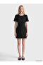 Xside Black Balloon Sleeve Waist-Slit Mini Dress - 2