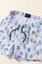 Men's Swim Shorts with Cactus Pattern, Pockets, Lace-Up Closure, Mesh Lining, Quick Drying - White - 3