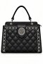 Blazer Logo and Stone Detailed Double Compartment Stylish Design Women's Hand and Shoulder Bag Black